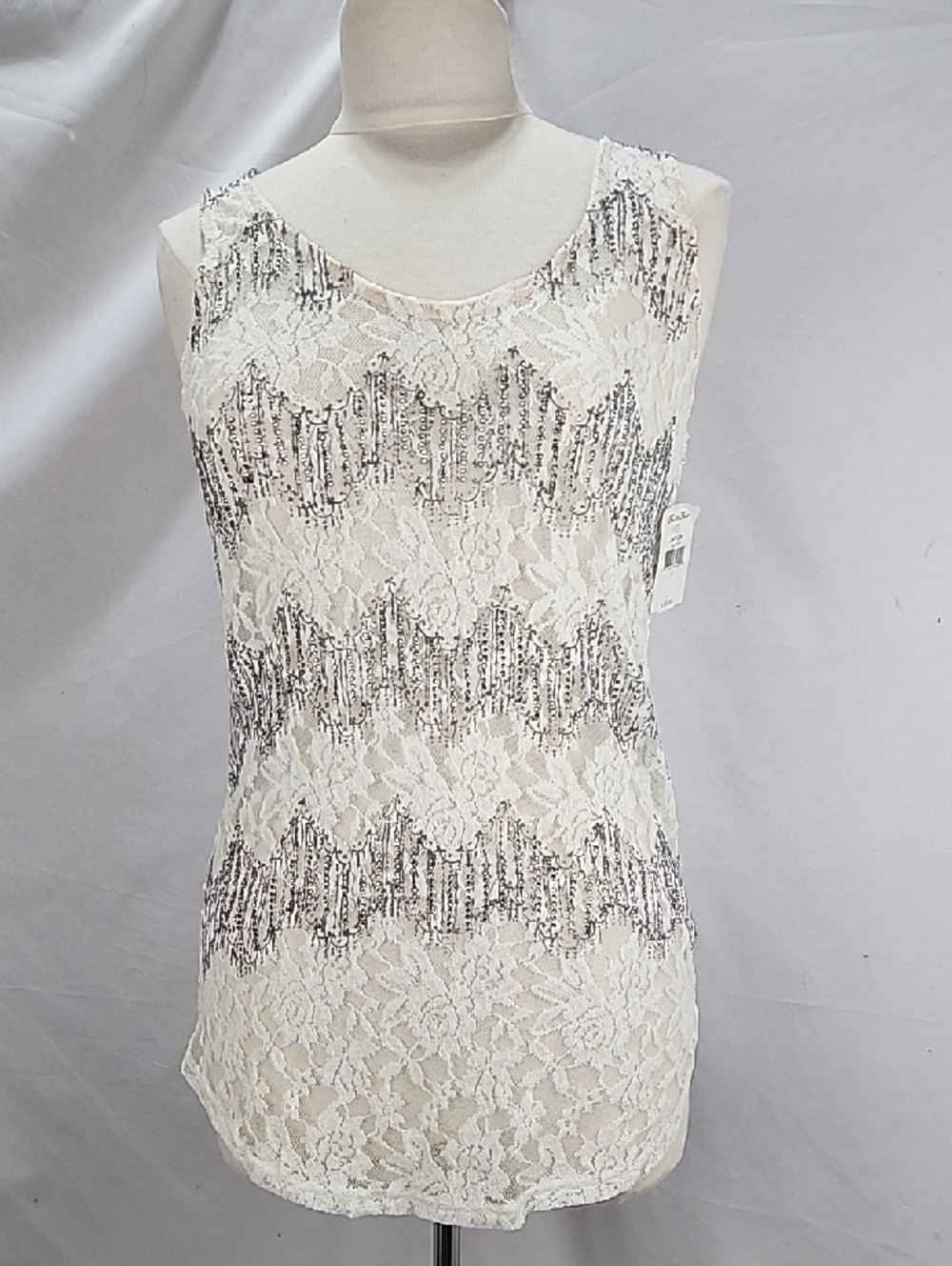 Miss Me White Lace Overlay Tank